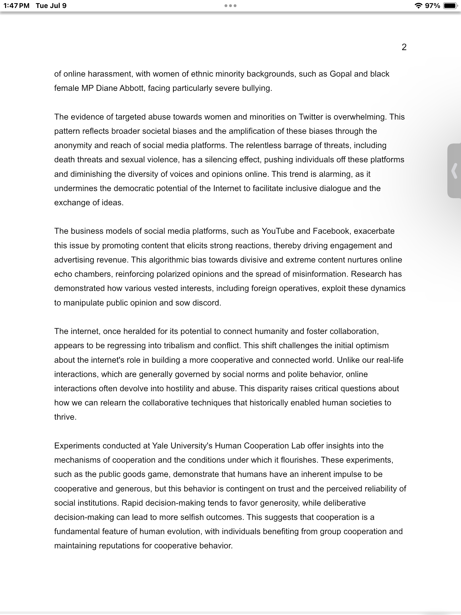 HI! This is my own first draft essay. Please