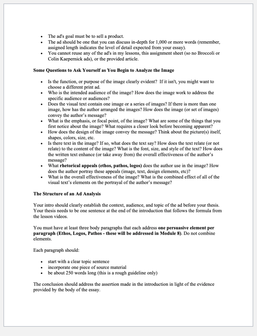 For this exercise, you complete and submit a