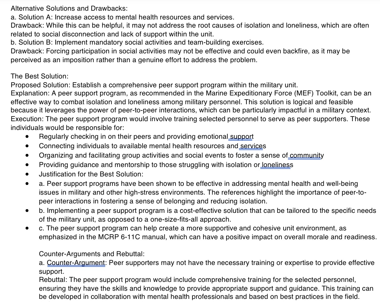 Craft a thesis for the solution proposal. The