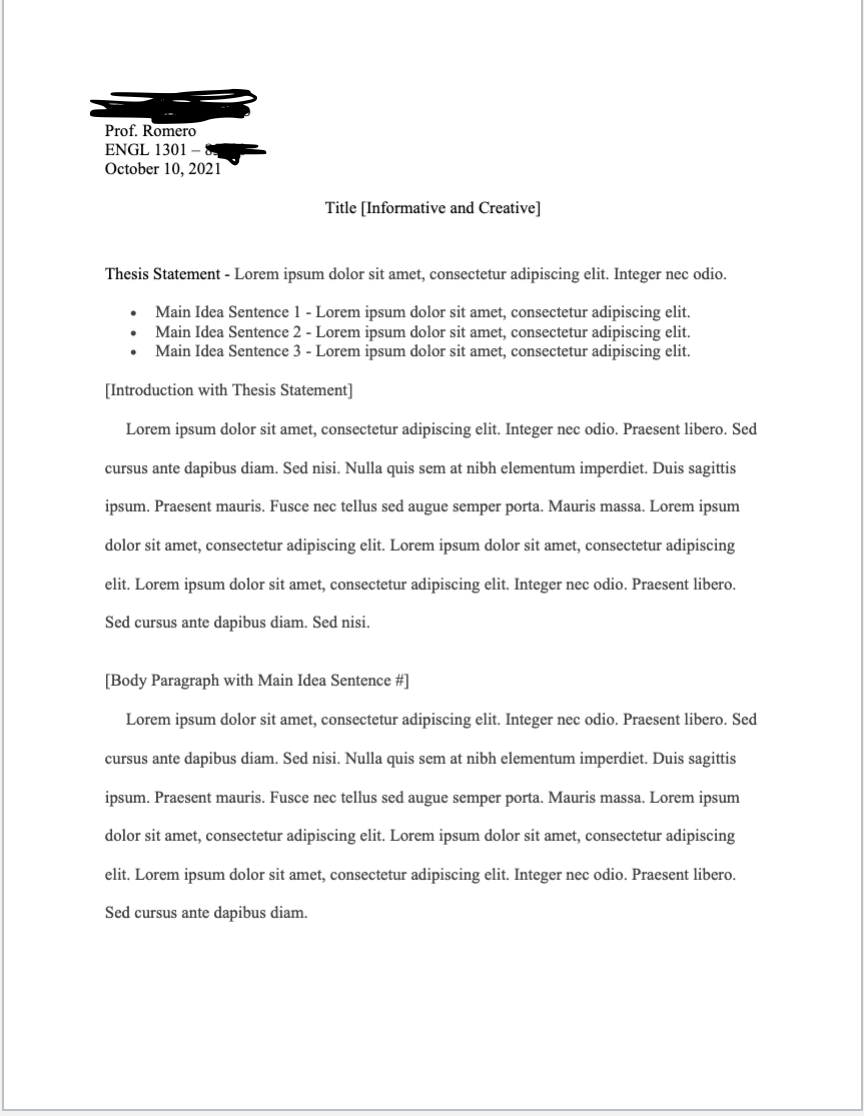 For this exercise, you complete and submit a