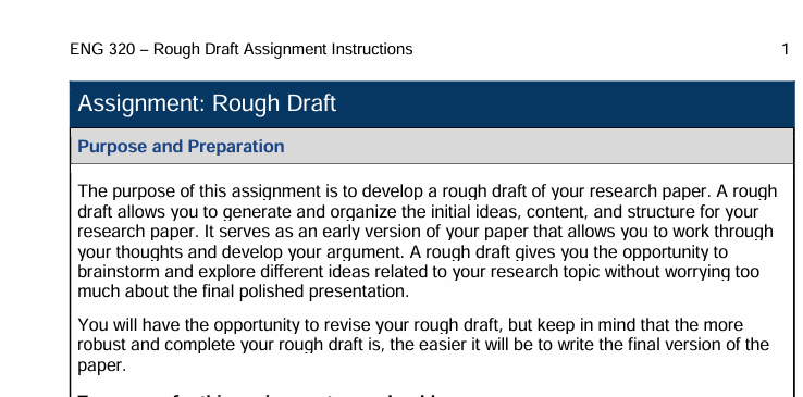ENG 320 - Rough Draft Assignment Instructions 1