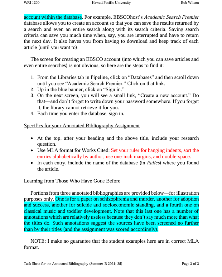 WRI 1200 Hawaii Pacific University Eob Wilson