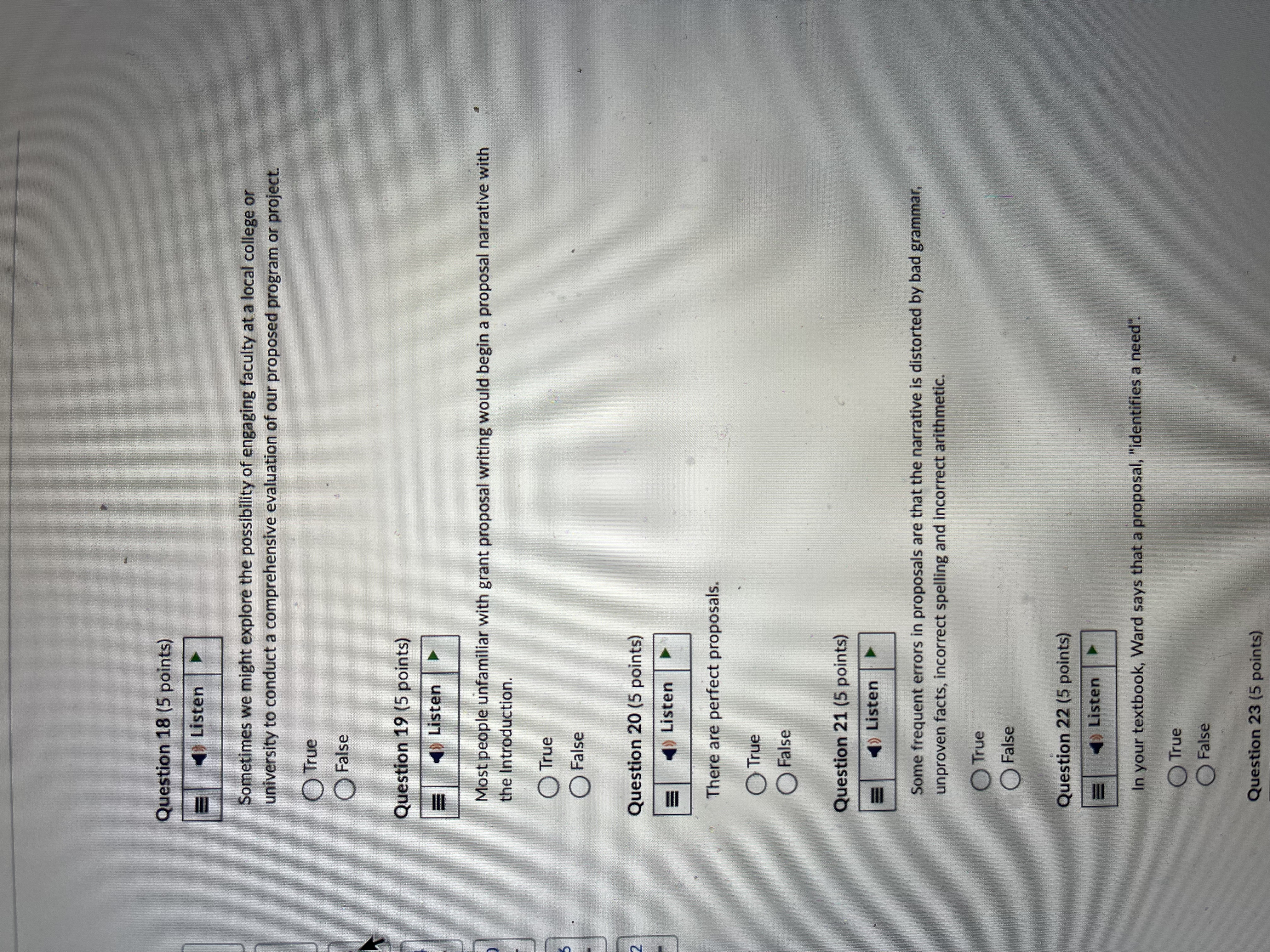 Question 1 (5 points) 6 Listen U In grant