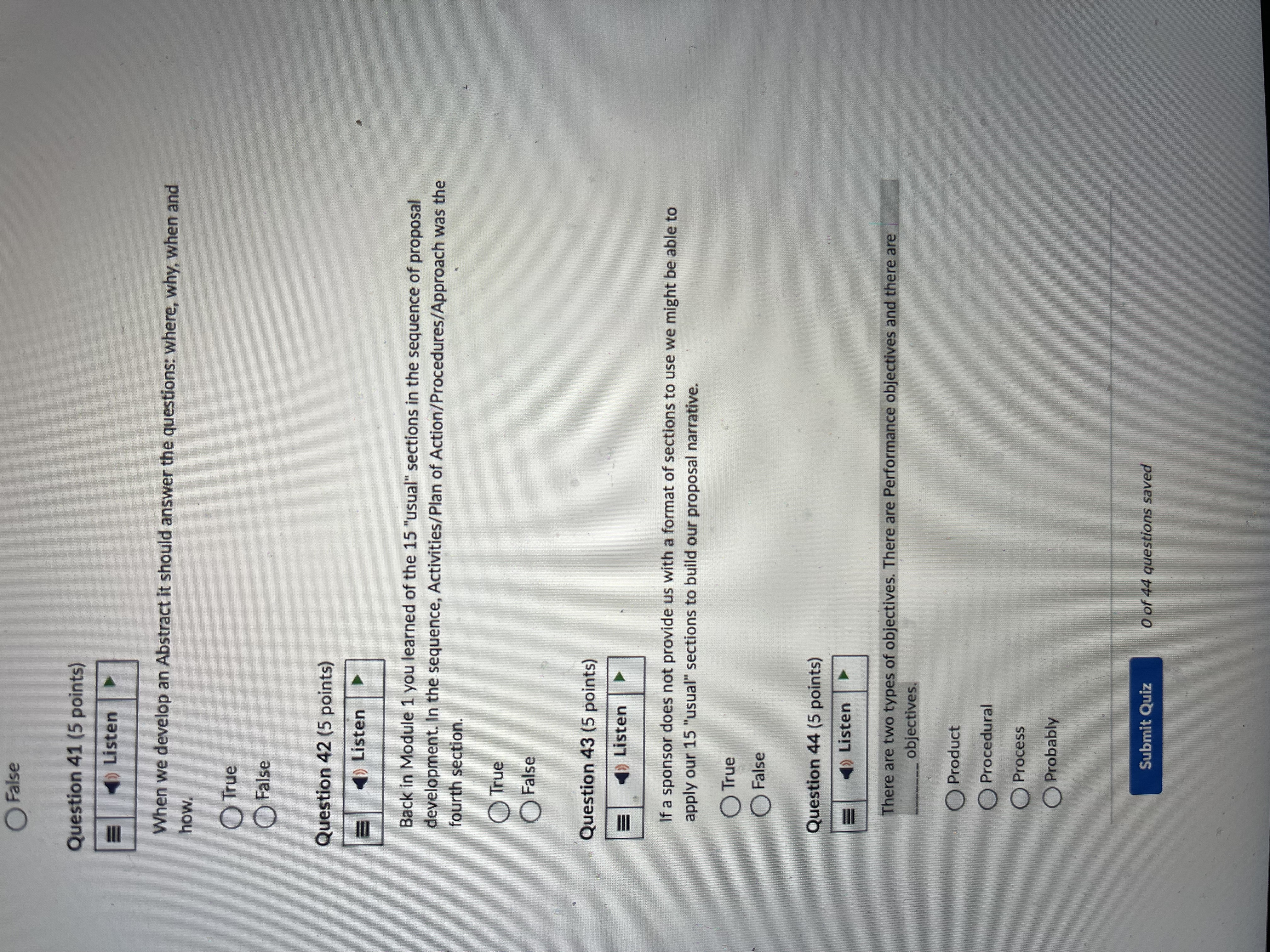 Question 1 (5 points) 6 Listen U In grant