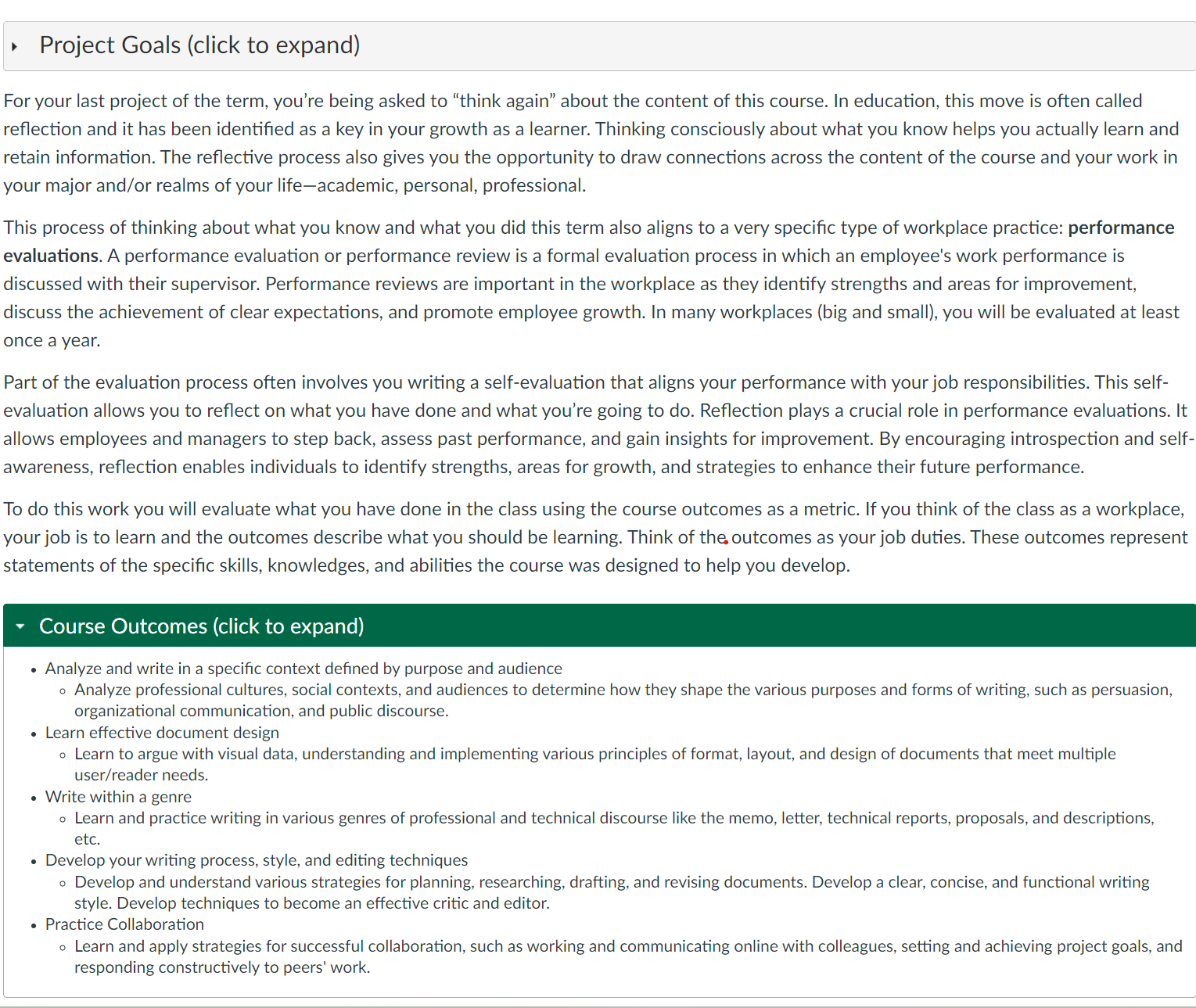 I need to write how my technical writing course