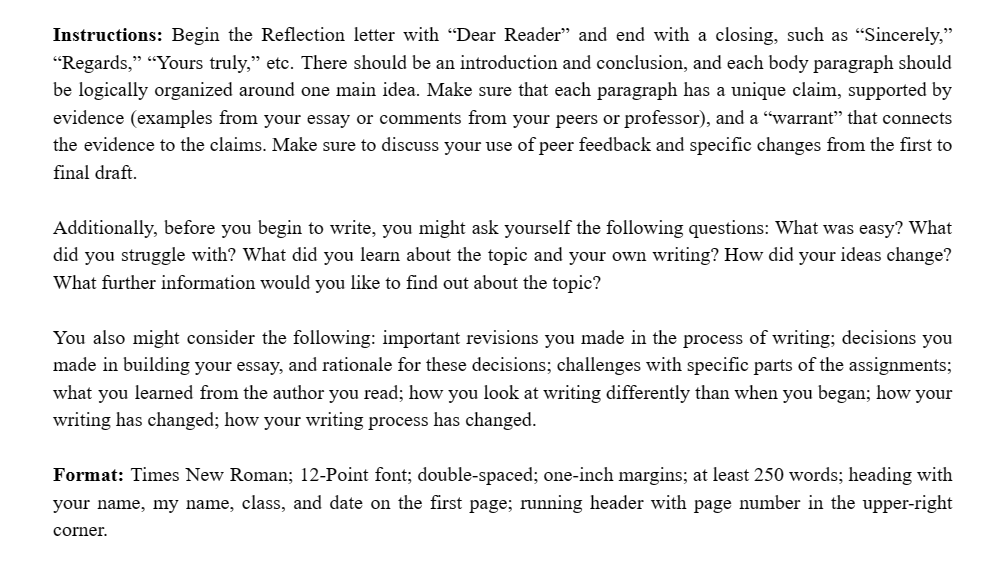 First Draft, Final Drafi, Assignment Review, &