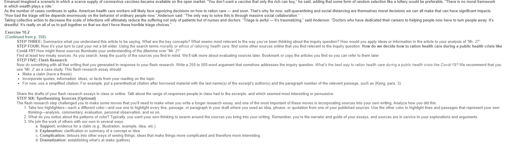 For the writing journal assignment this week. you