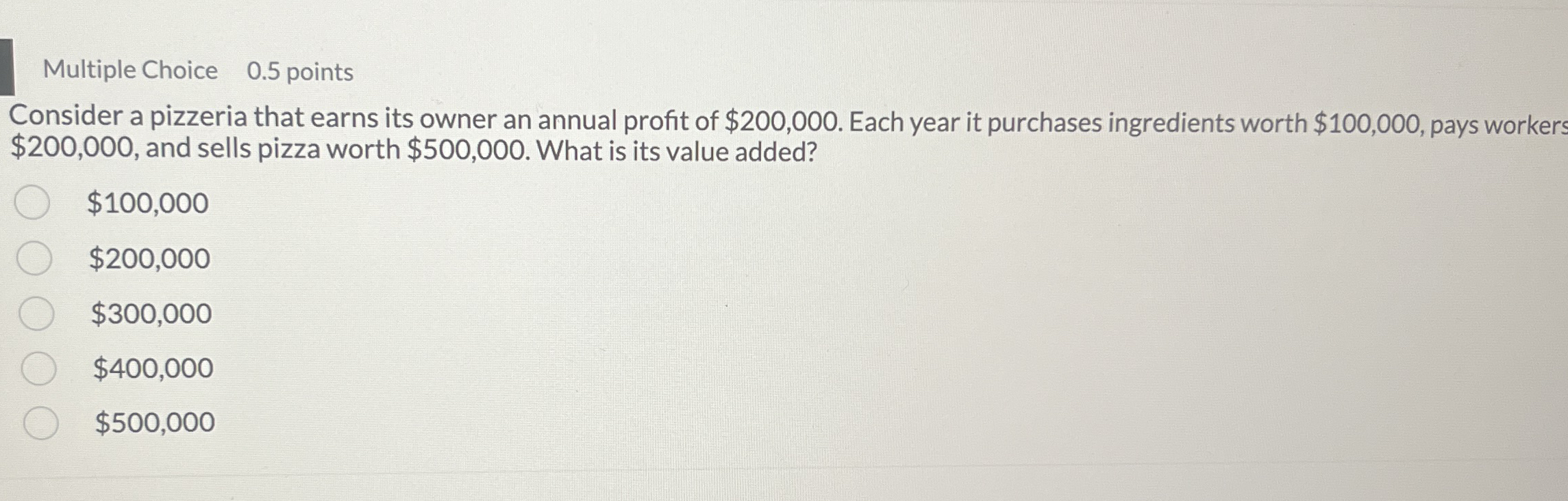 Multiple Choice 0 . 5 points Consider a pizzeria