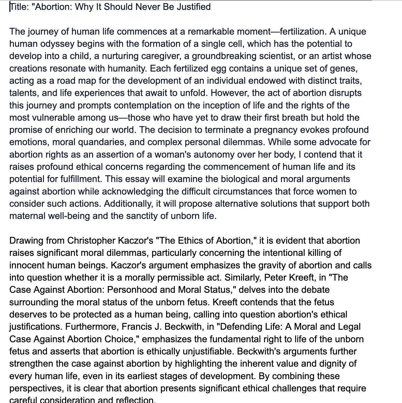 Please help me with a third paragraph for my