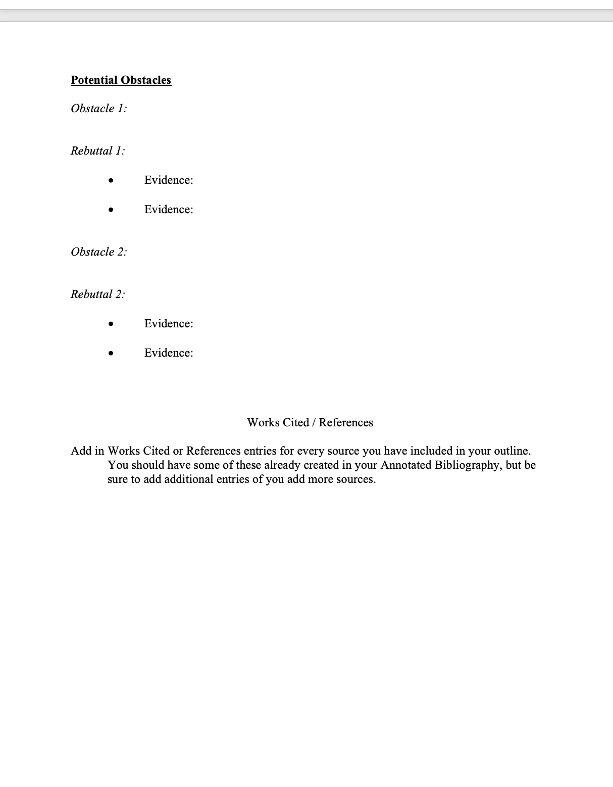 1. Use the Sentence Outline Basic Template