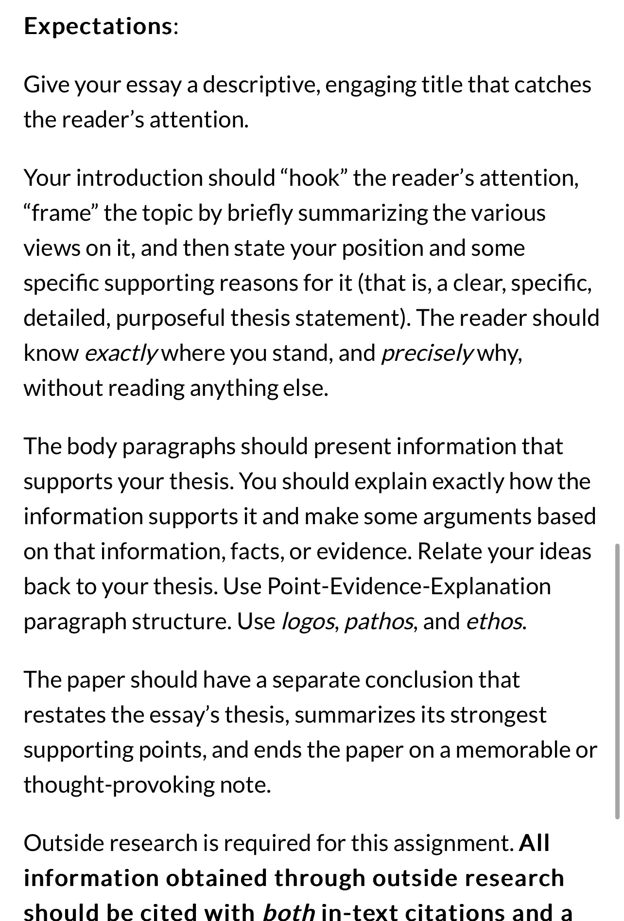 Assignment Background: Your position on a topic