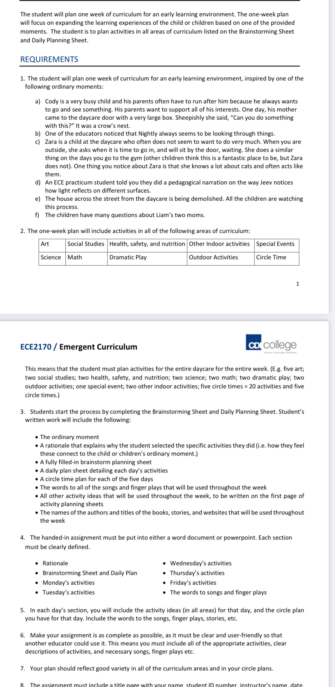 The stu will foc dent will plan one week of