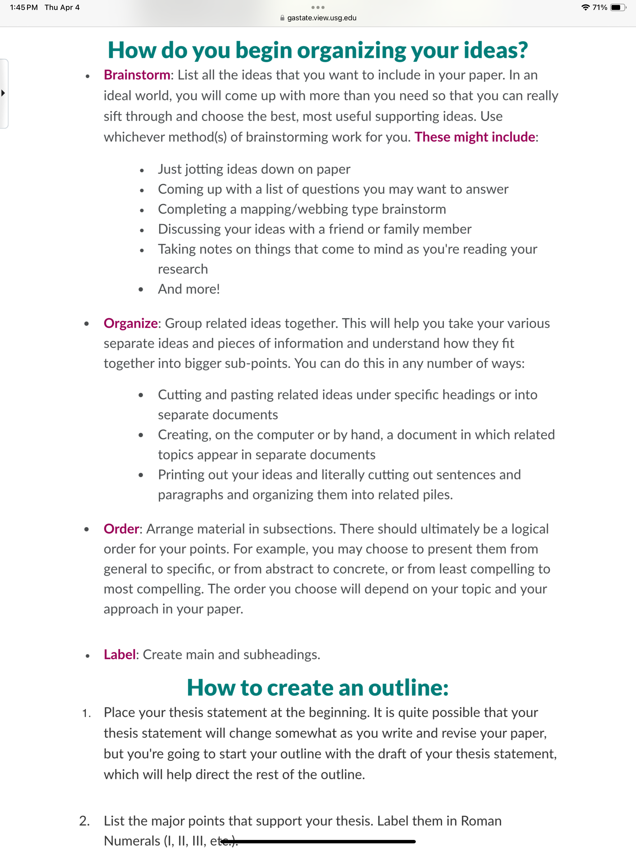 Write a pre-writing or draft on my Research Paper