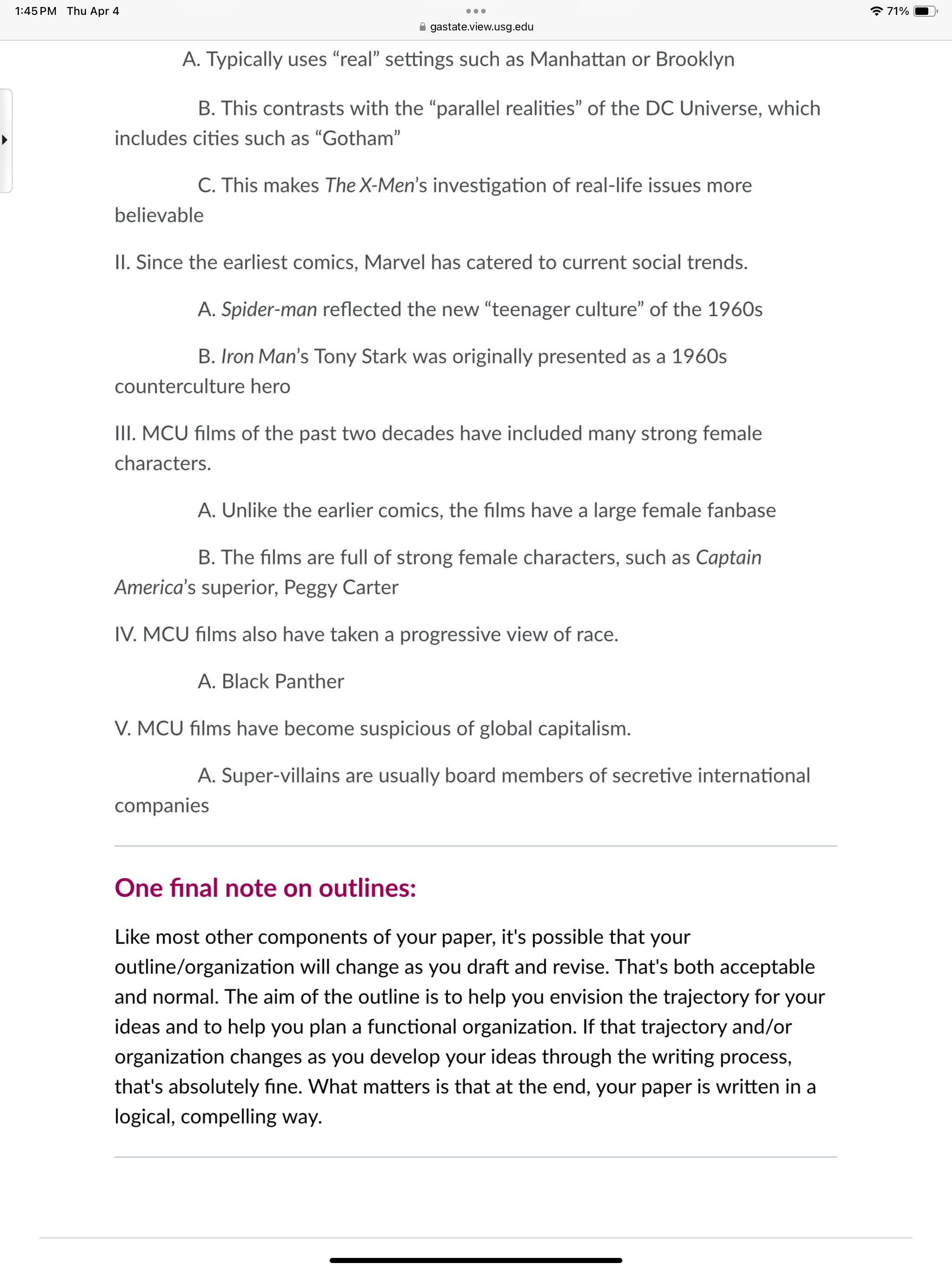 Write a pre-writing or draft on my Research Paper