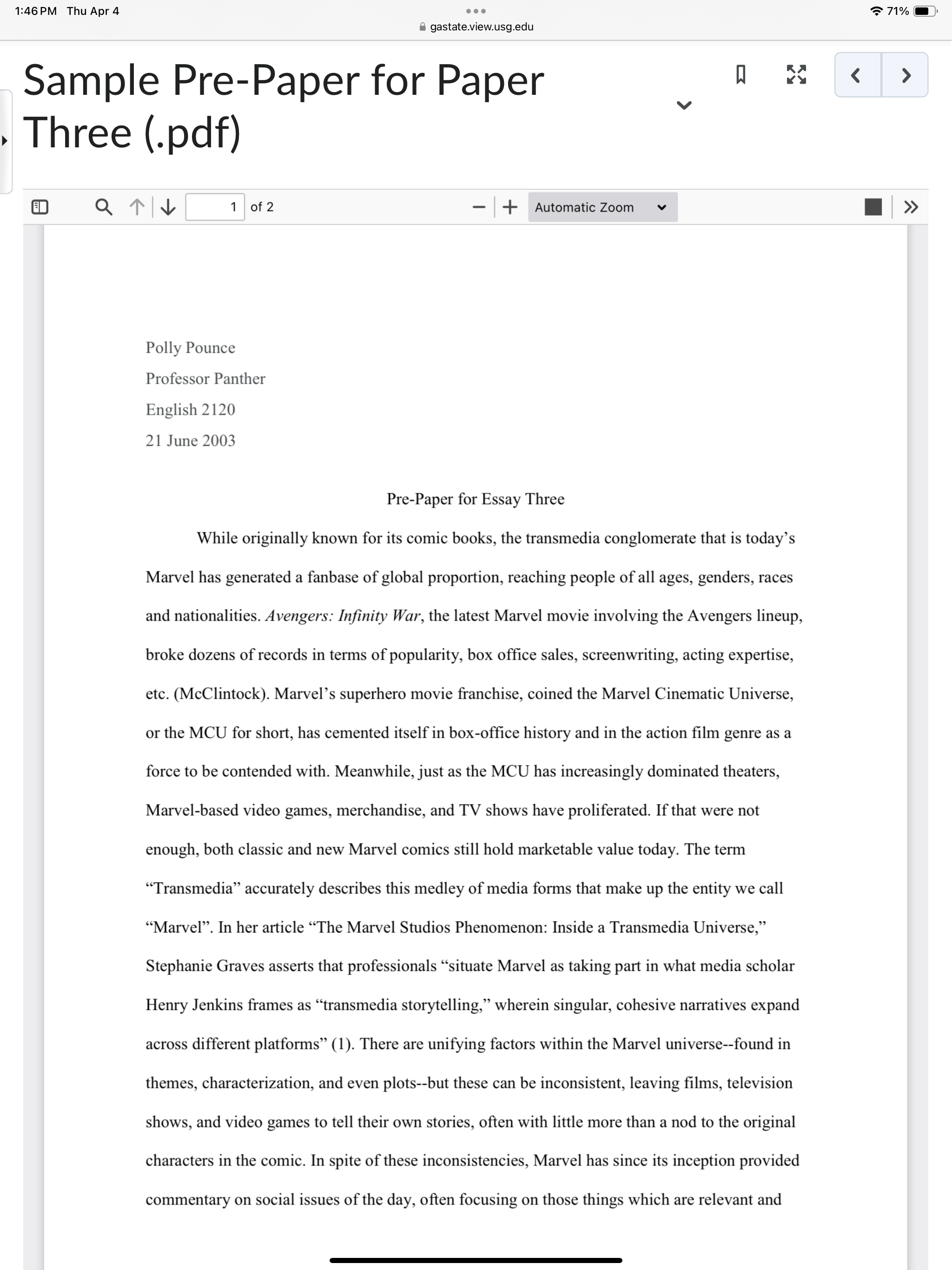 Write a pre-writing or draft on my Research Paper