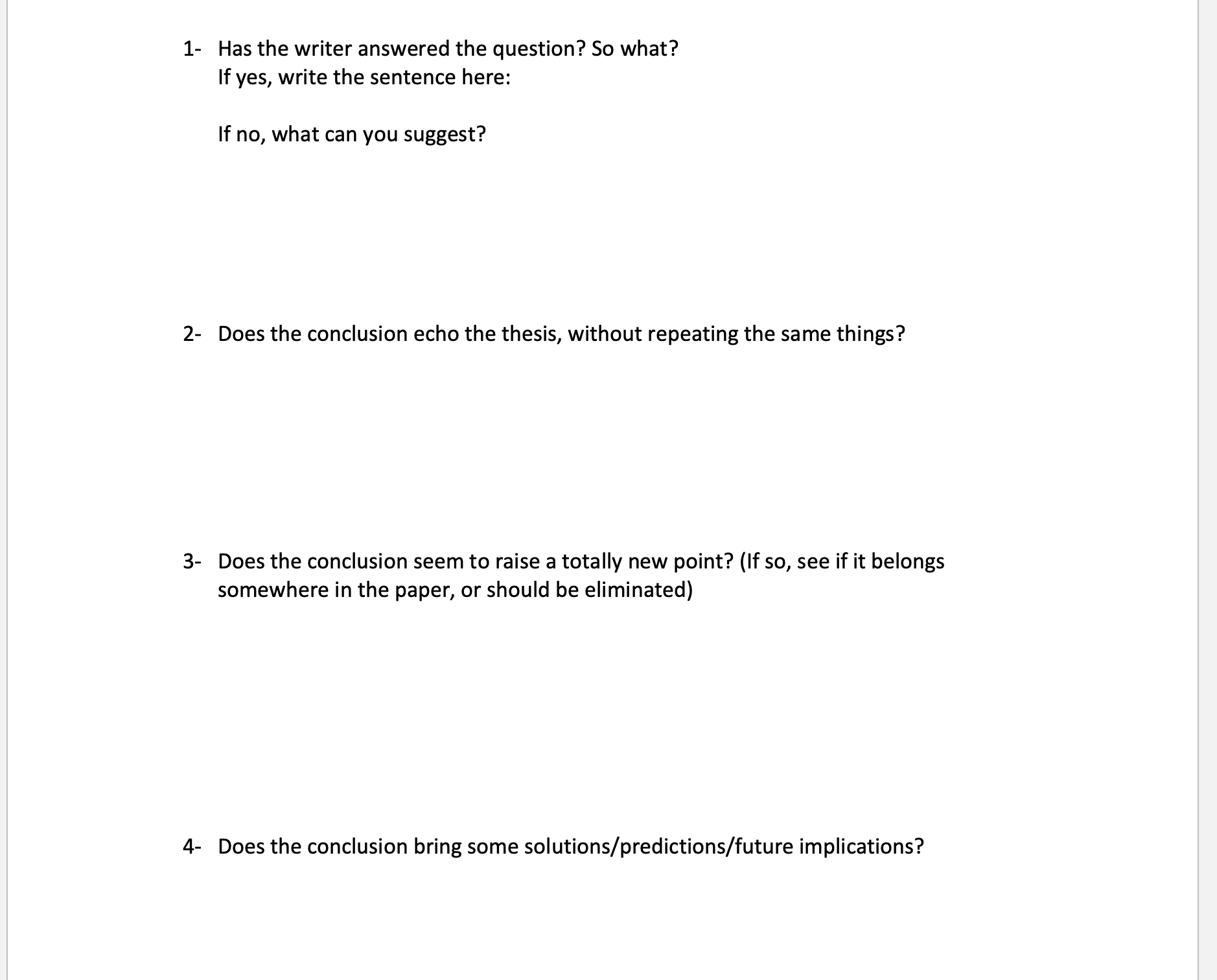 By completing this self-review, you will be able