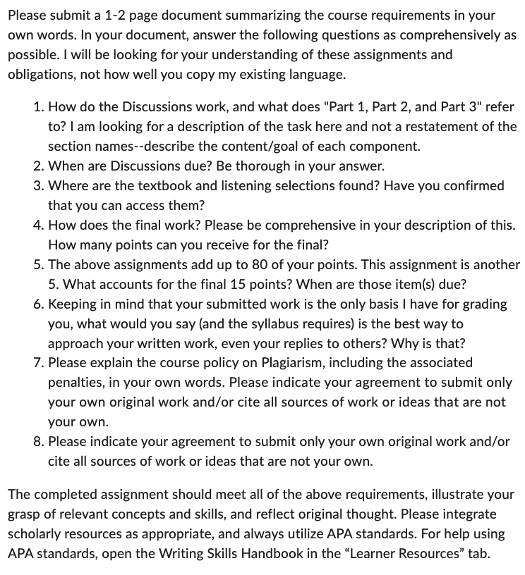 Please submit a 1-2 page document summarizing the