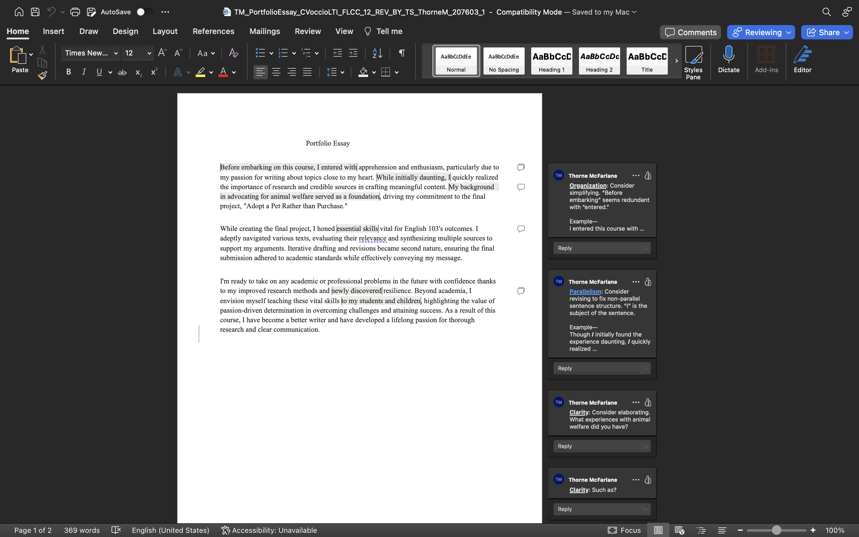 Final Draft Portfolio Submission Assignment n HP
