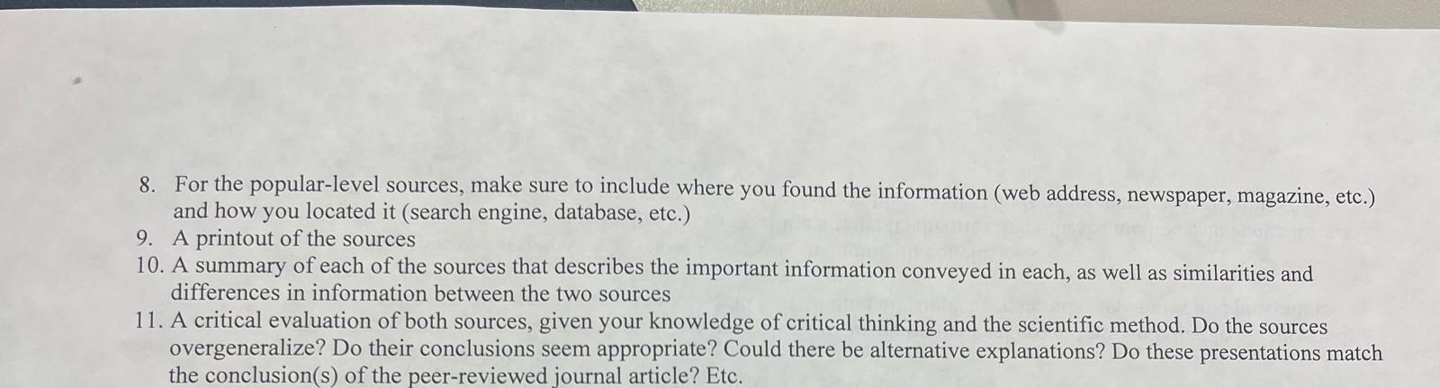 8. For the popular-level sources, make sure to