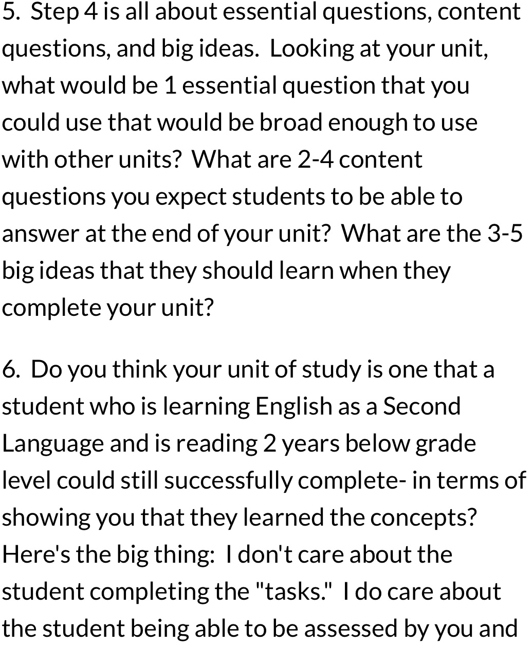 1. Curriculum mapping is focused on "big ideas"