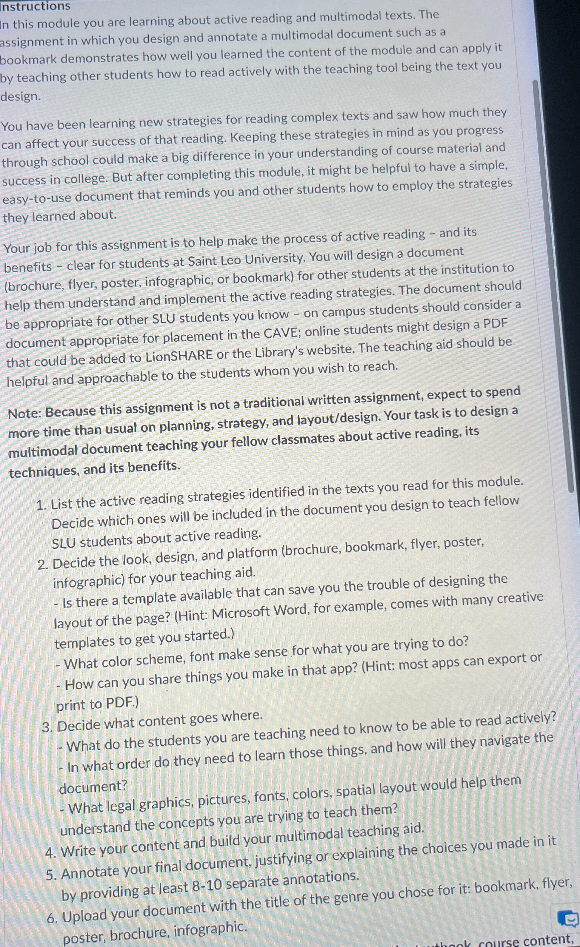 nstructions In this module you are learning about