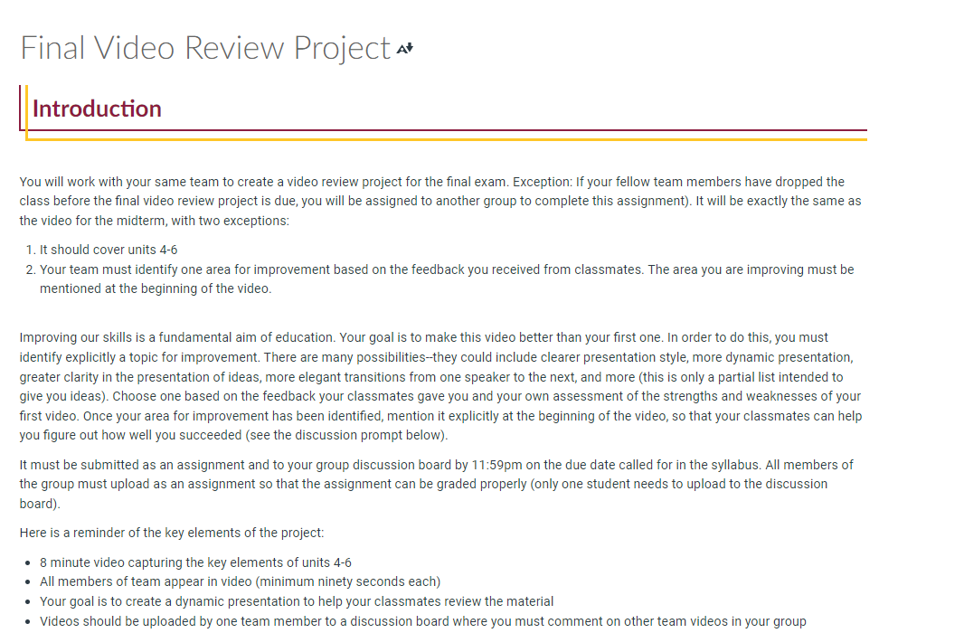 Final Video Review Project { Introduction You
