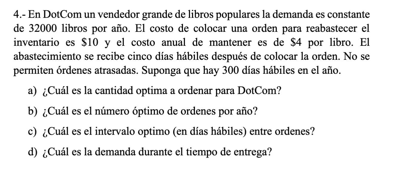 4 . - En DotCom un vendedor grande de libros