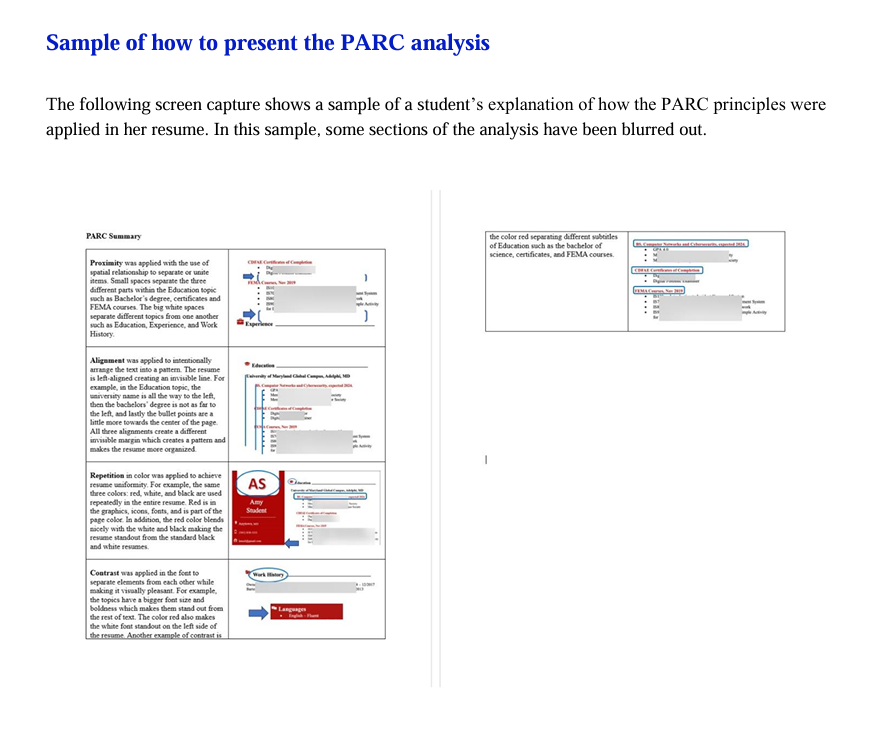 Writing Assignment #5 Resume with Summary of PARC