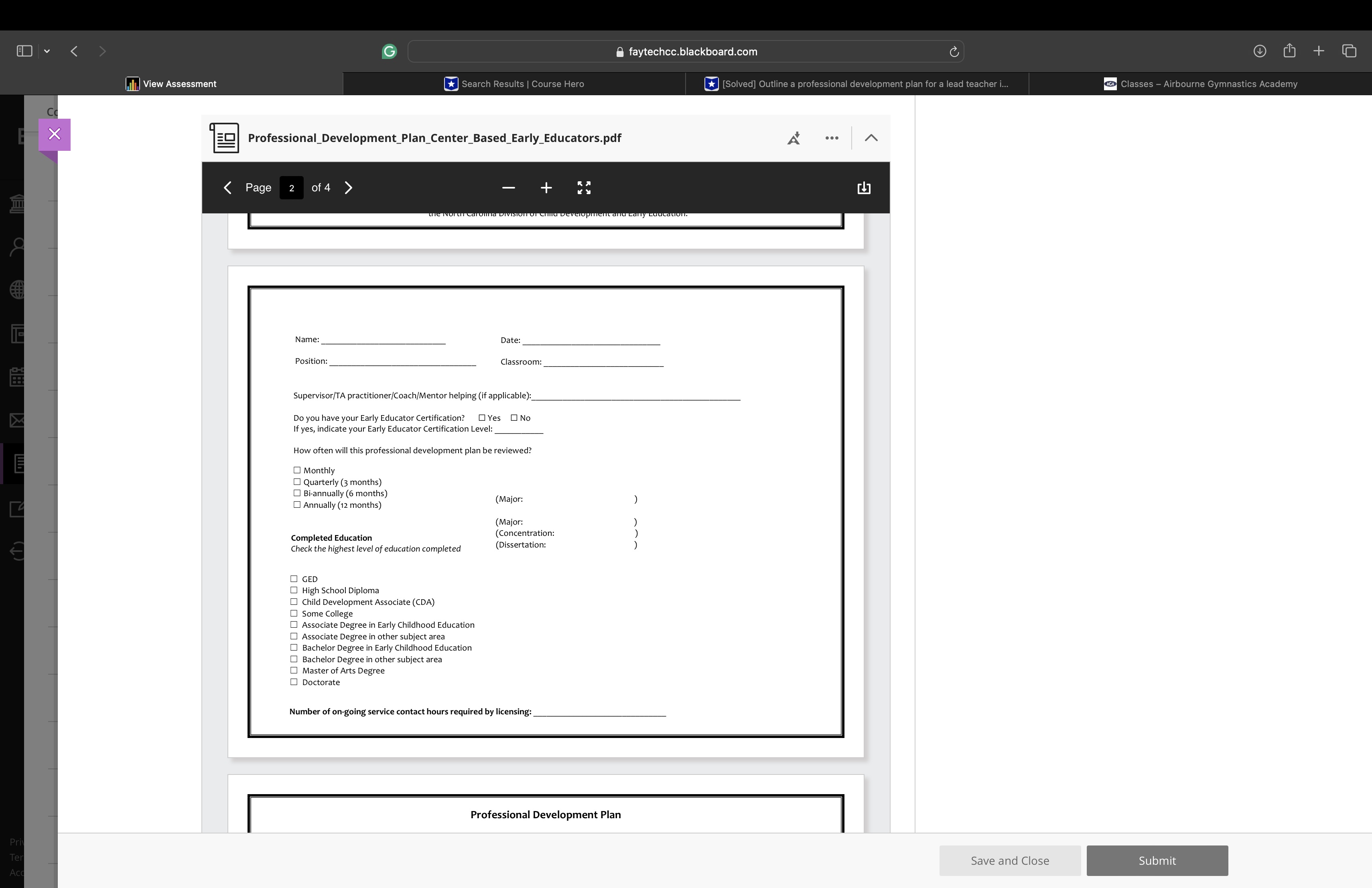 Professional Development Writing Assignment