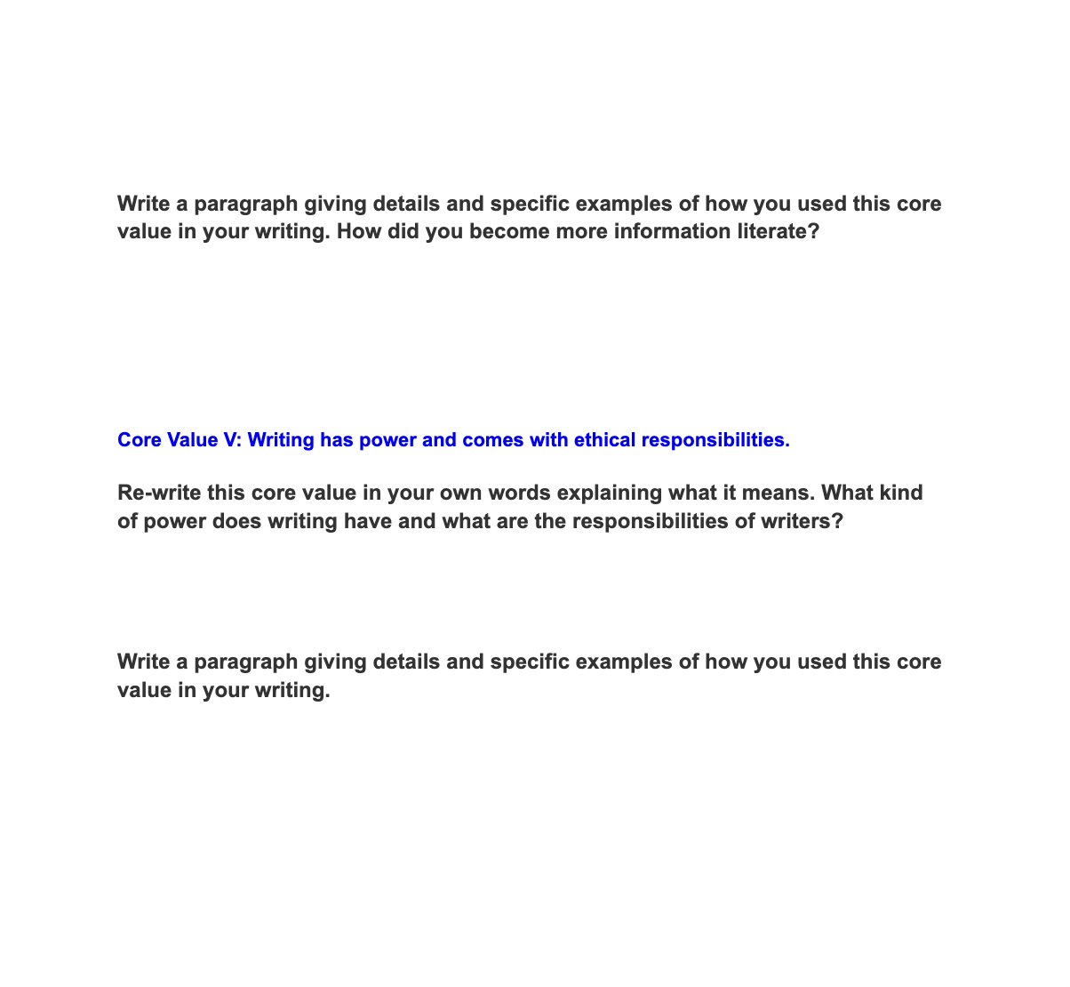 Reflective Statement/Core Values Assignment