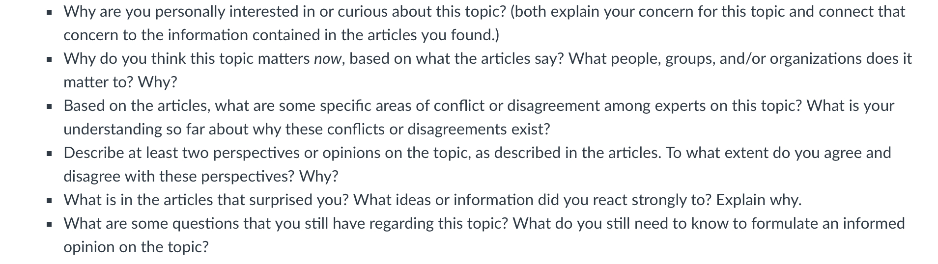 Possible Research Questions e consider possible