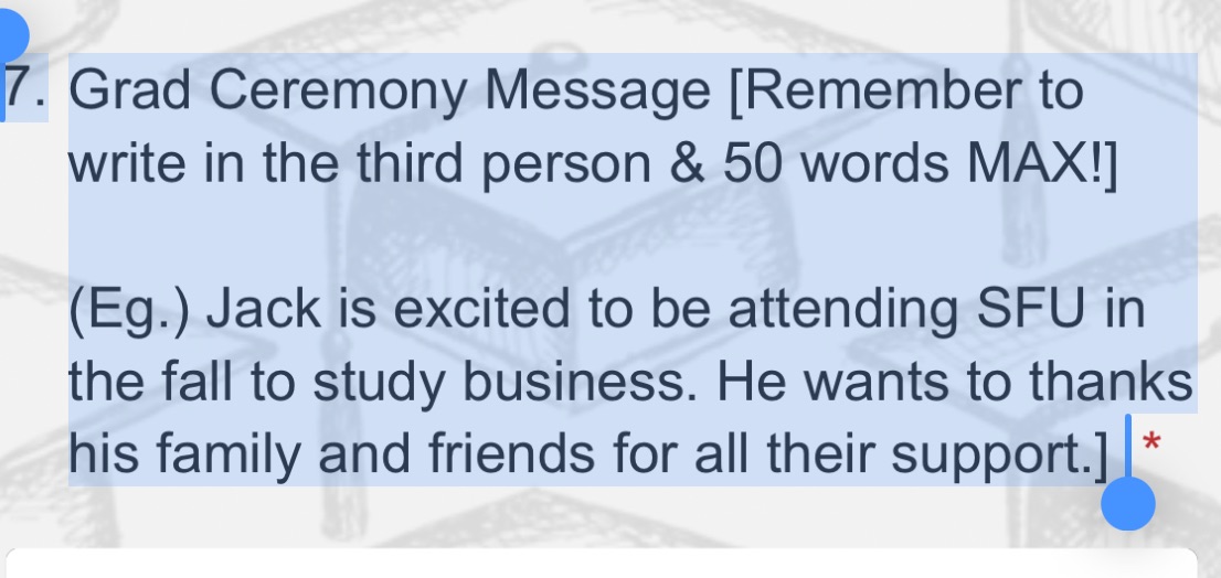 E. Grad Ceremony Message [Remember to write in