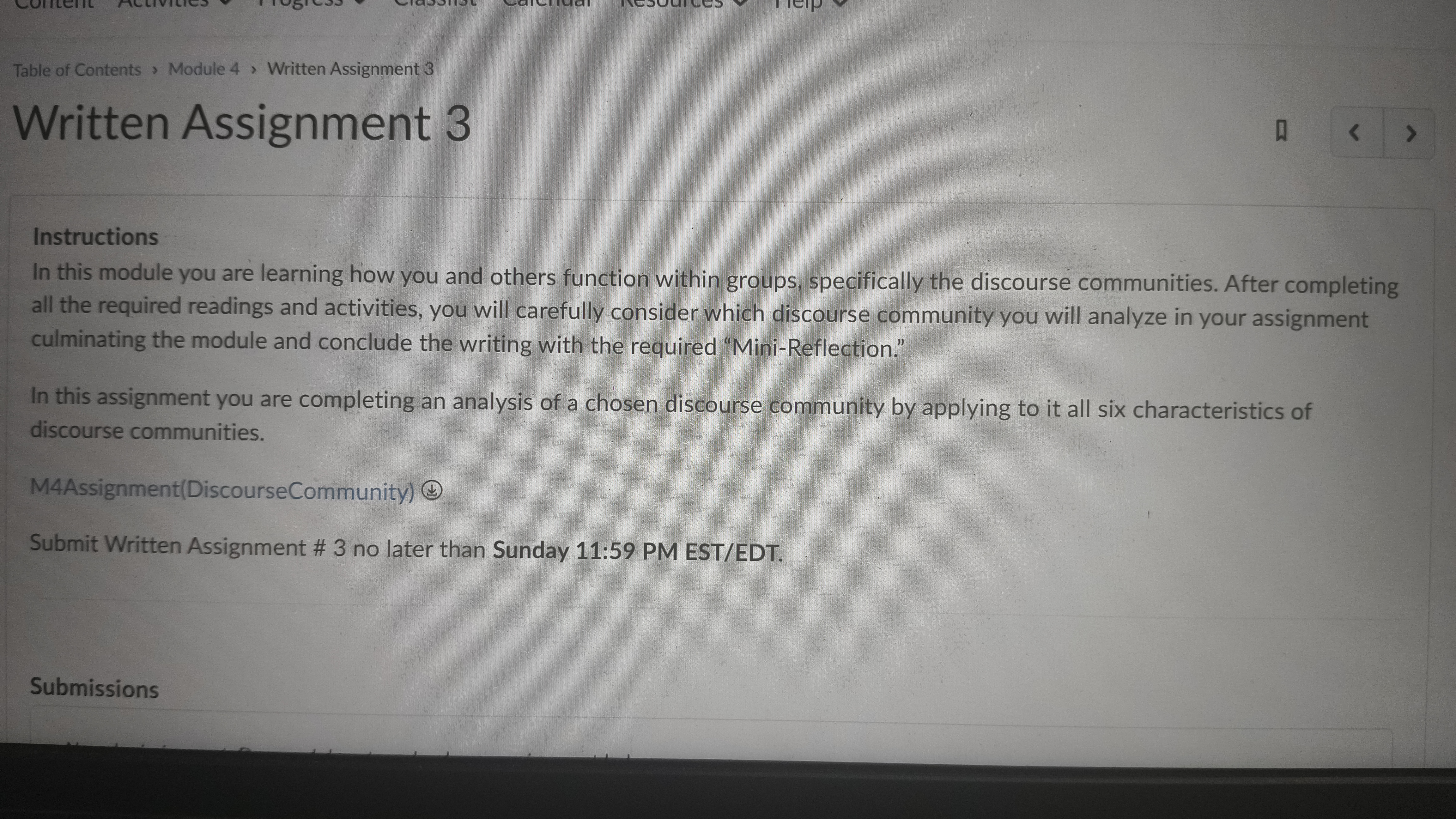 Table of Contents > Module 4 > Written Assignment