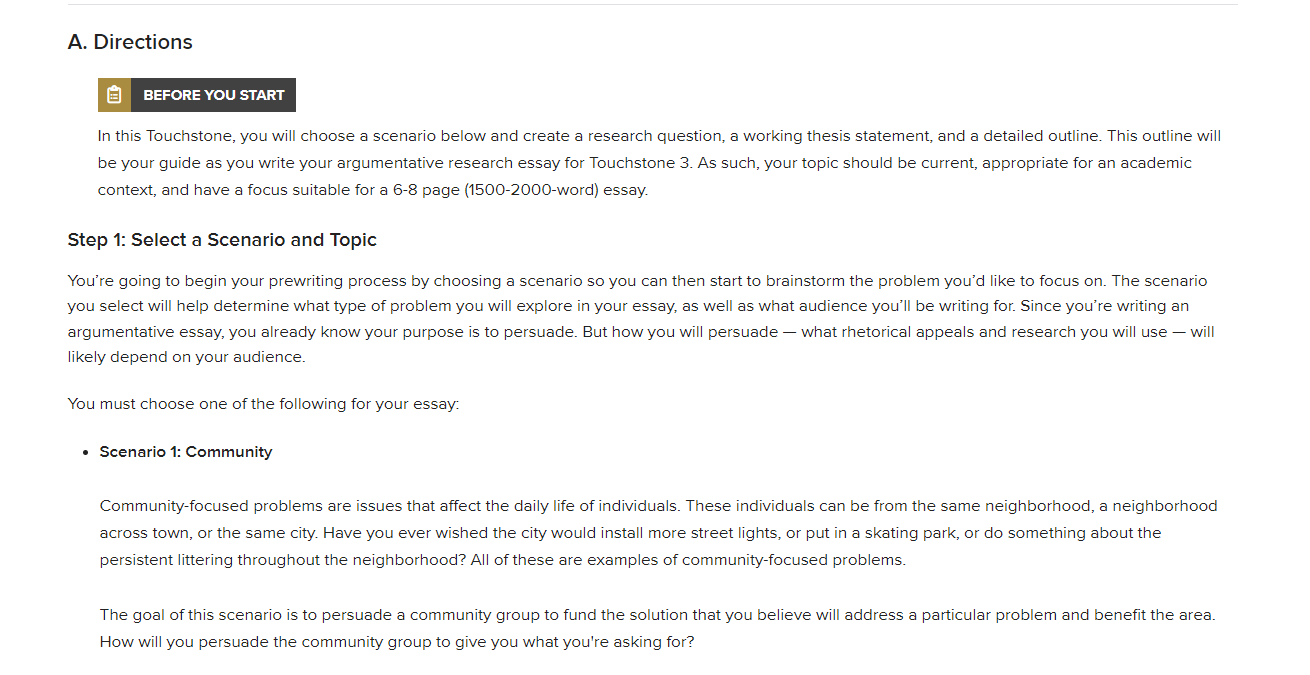 Touchstone 1.2: Outline a Persuasive Proposal