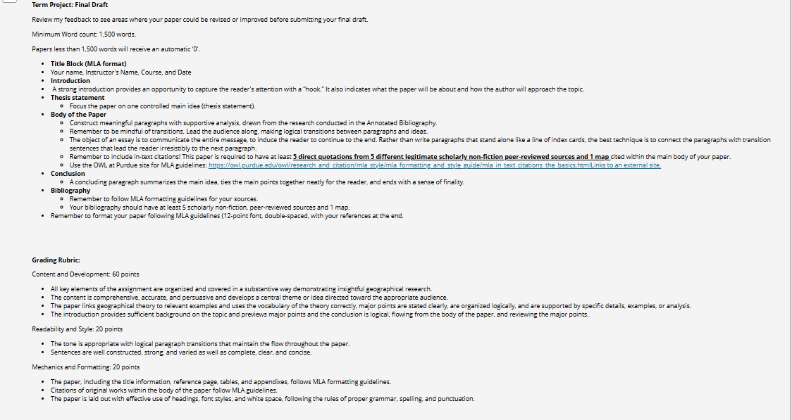 Term Project: Final Draft Rewiew my feedback to