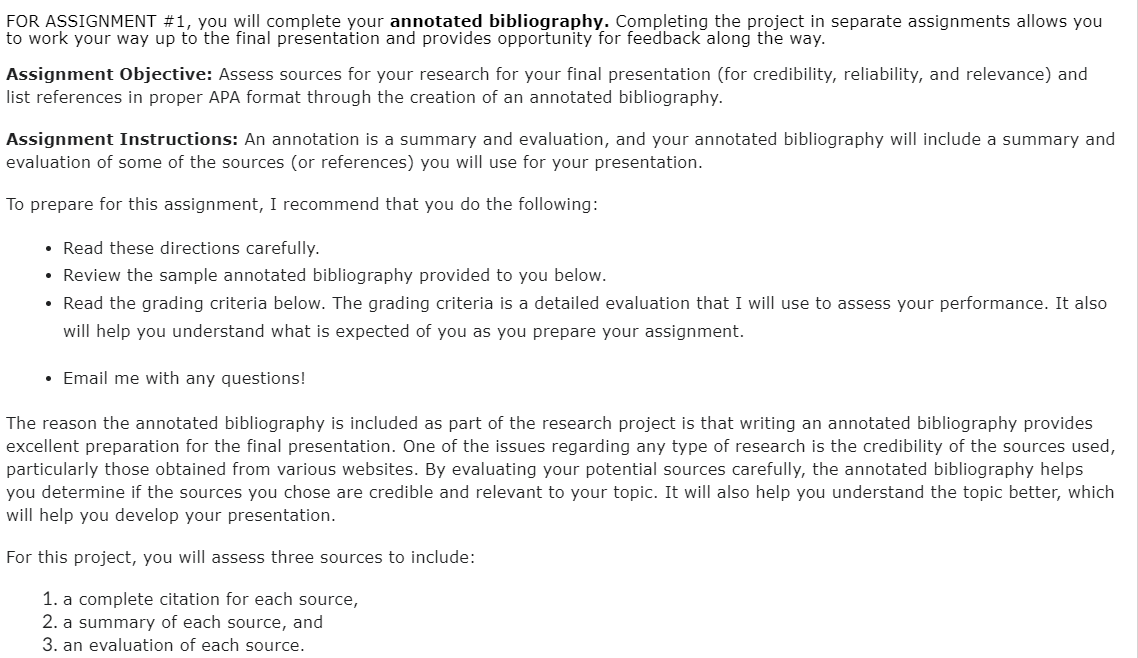 Instructions Assignment 1: The Annotated