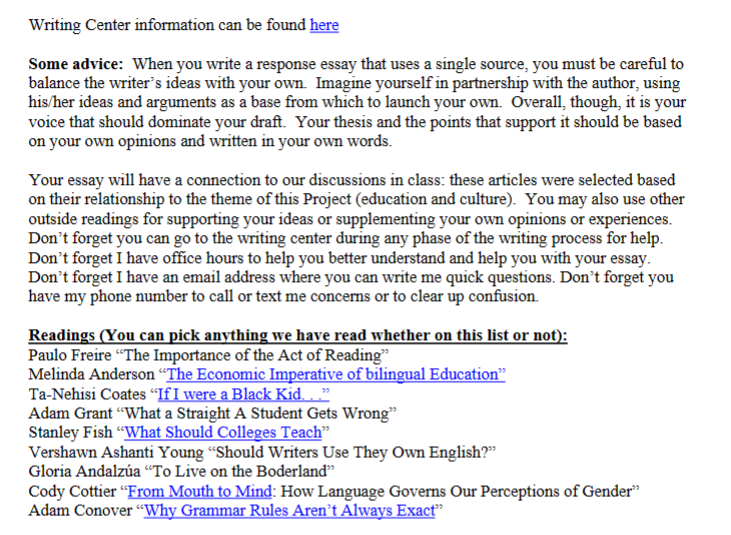 Purpose: For your Second essay, you will write a