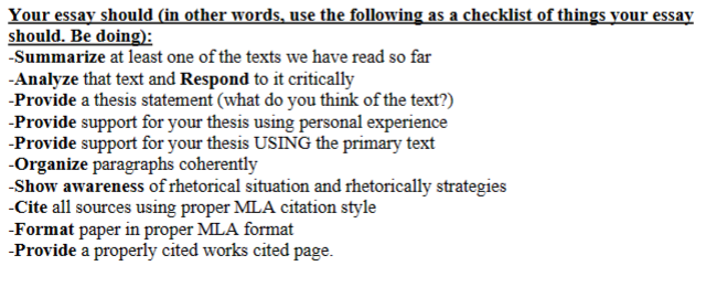 Purpose: For your Second essay, you will write a