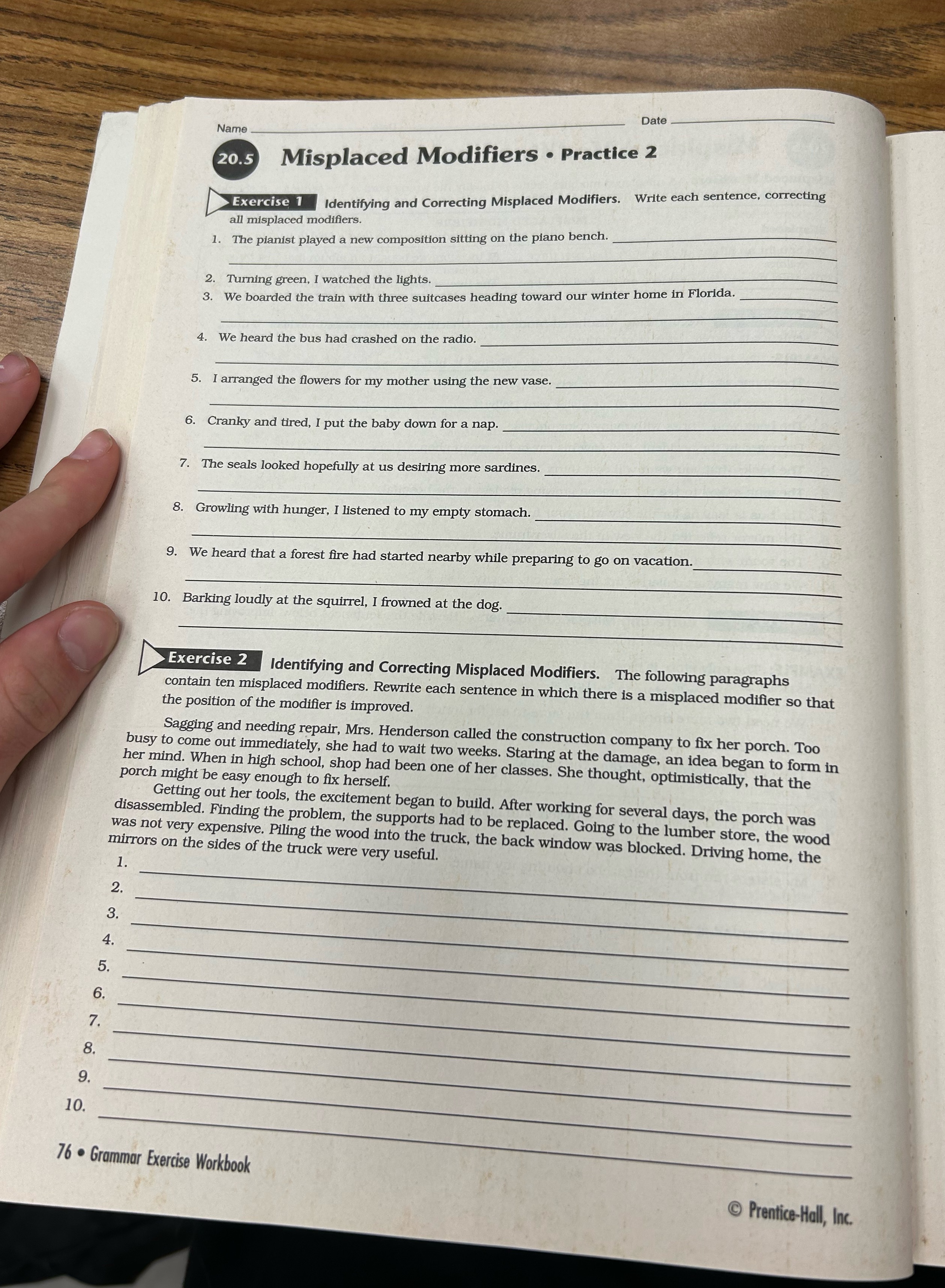 Date Name 20.5 Misplaced Modifiers . Practice 2