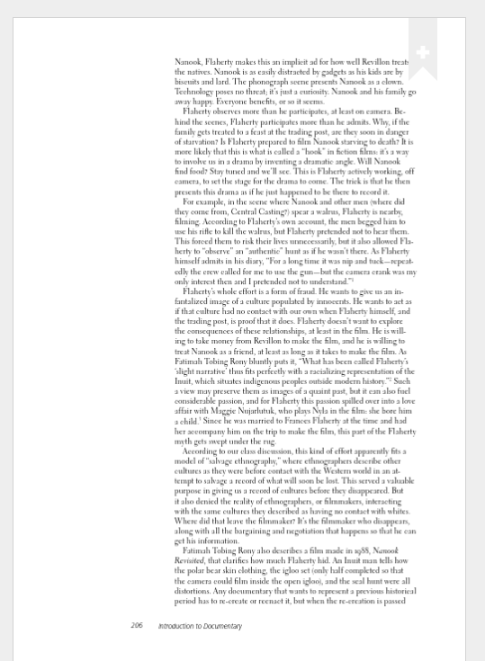 Read: Chapter Nineof Introduction to Documentary