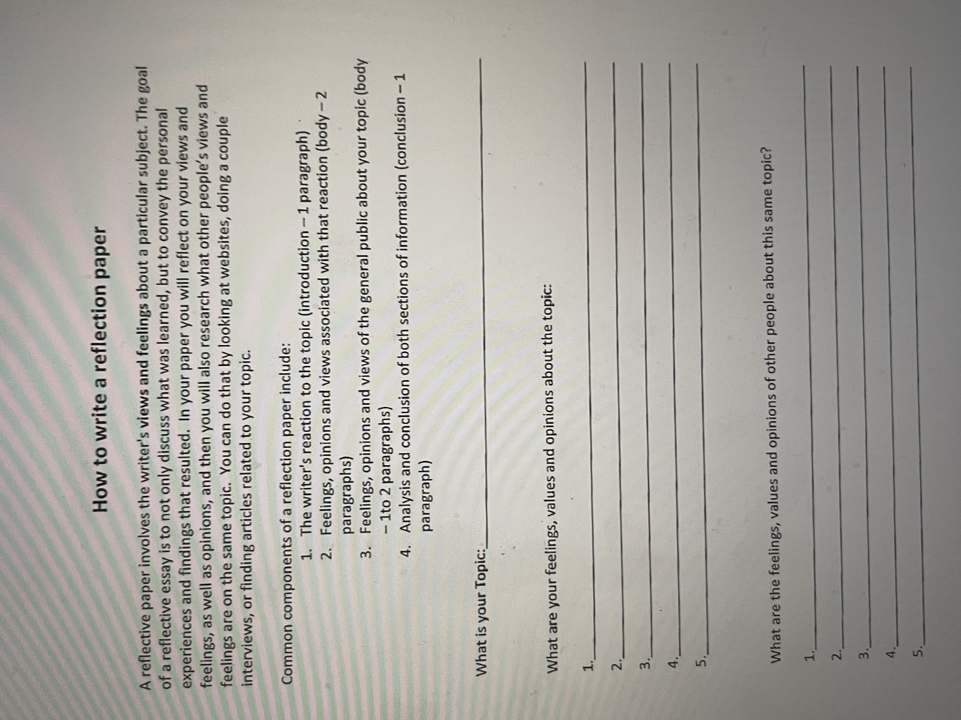 How to write a reflection paper A reflective
