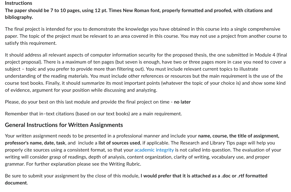 Instructions The paper should be 7 to 10 pages,