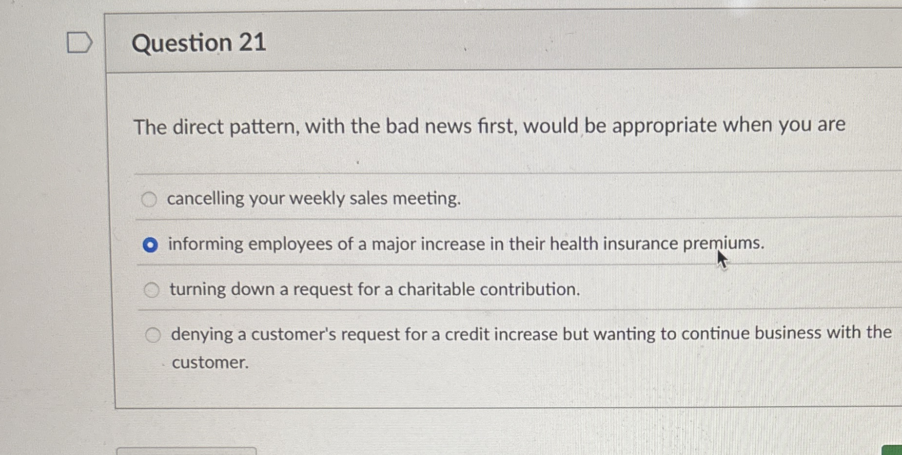 Question 2 1 The direct pattern, with the bad