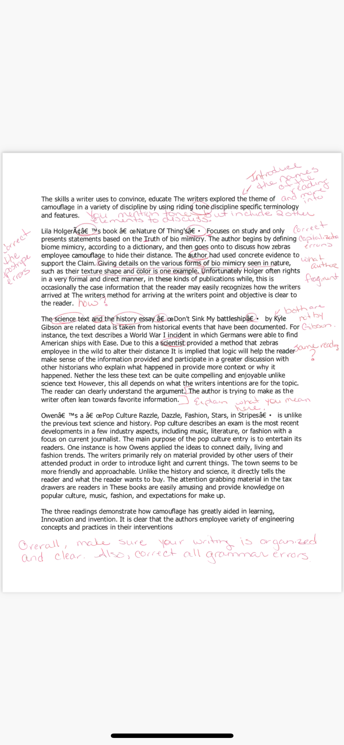 Can somebody help me re write the essay on the