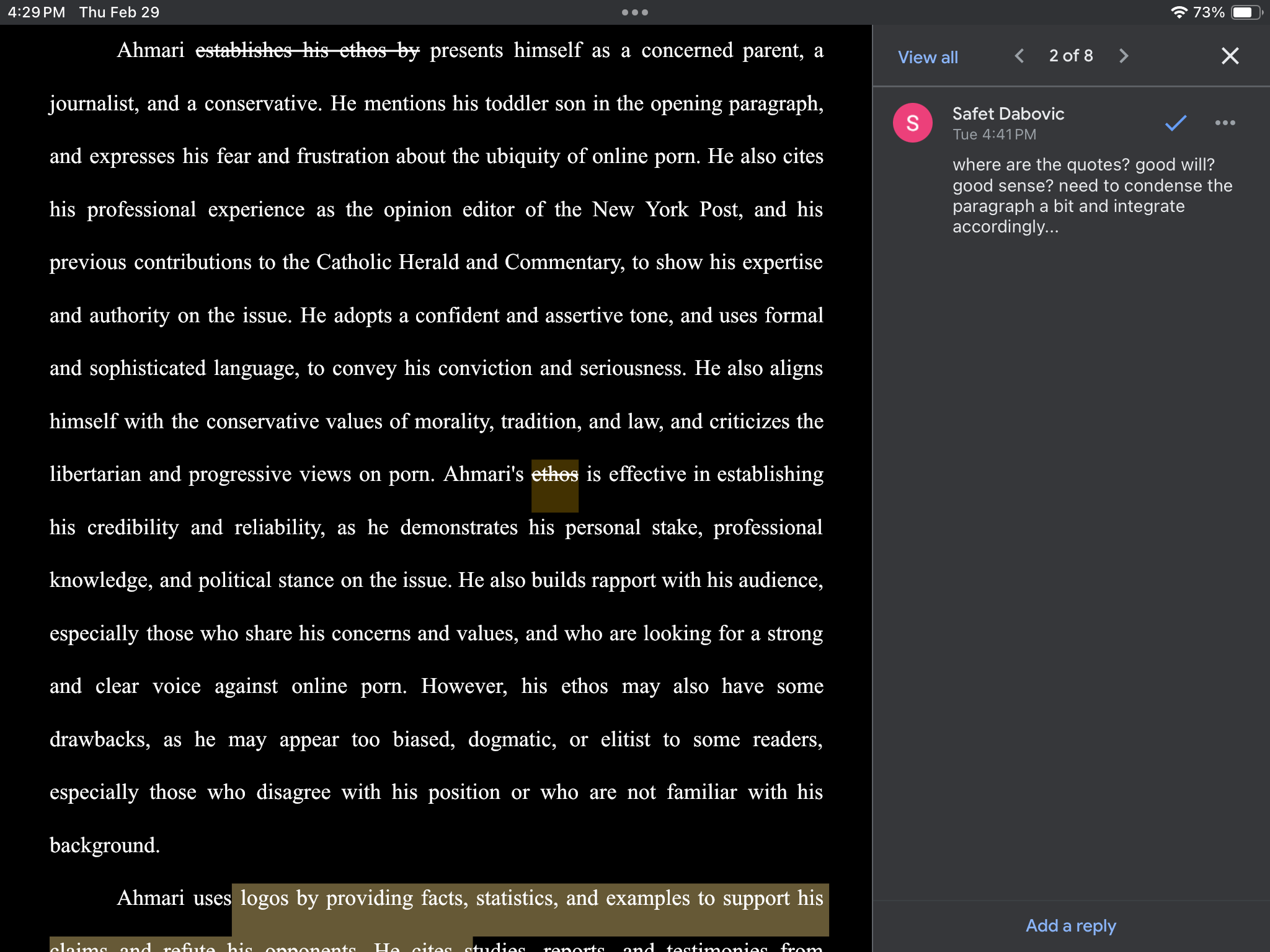 Please help me to revise my first draft for my