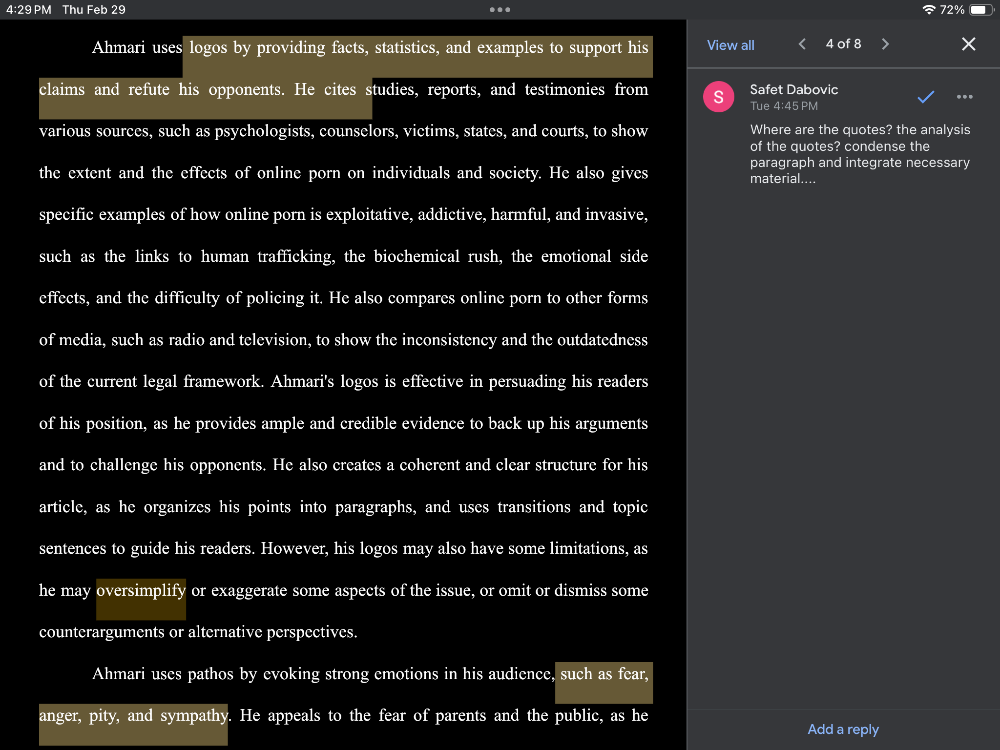 Please help me to revise my first draft for my