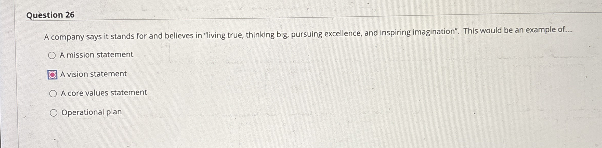 Question 2 6 A company says it stands for and