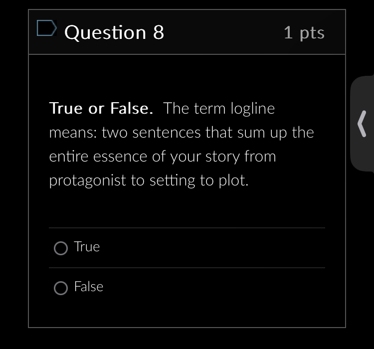 D Question 7 1 pts After the concept and possibly