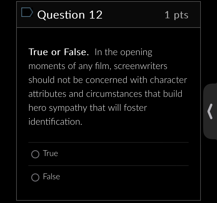 D Question 7 1 pts After the concept and possibly
