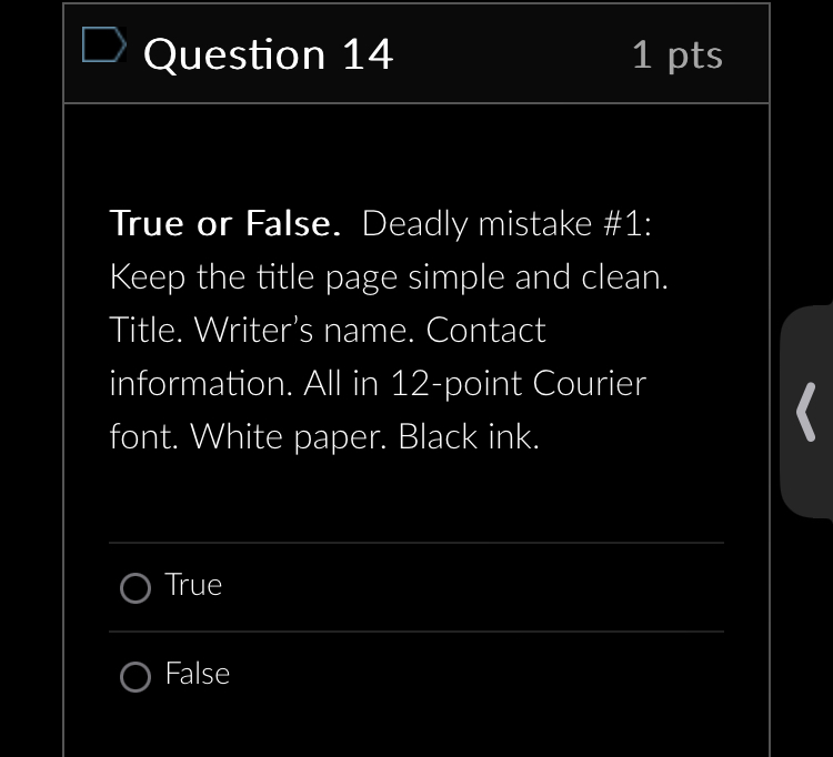D Question 7 1 pts After the concept and possibly